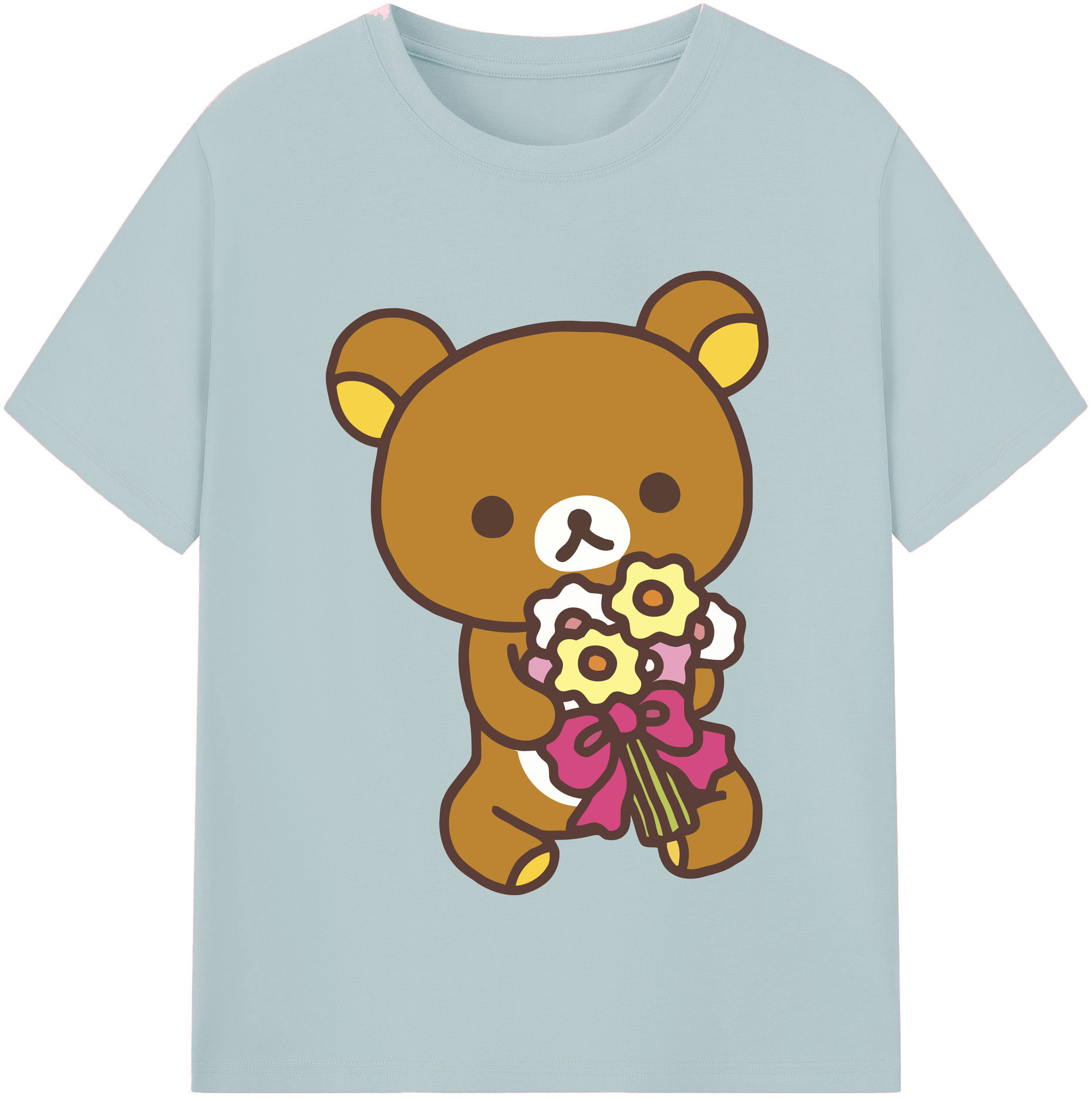 （画像用） リラックマ リラックマ キイロイトリ Rilakkuma Korilakkuma Kiiroitori 綿100％半袖Tシャツ（フロントプリント）